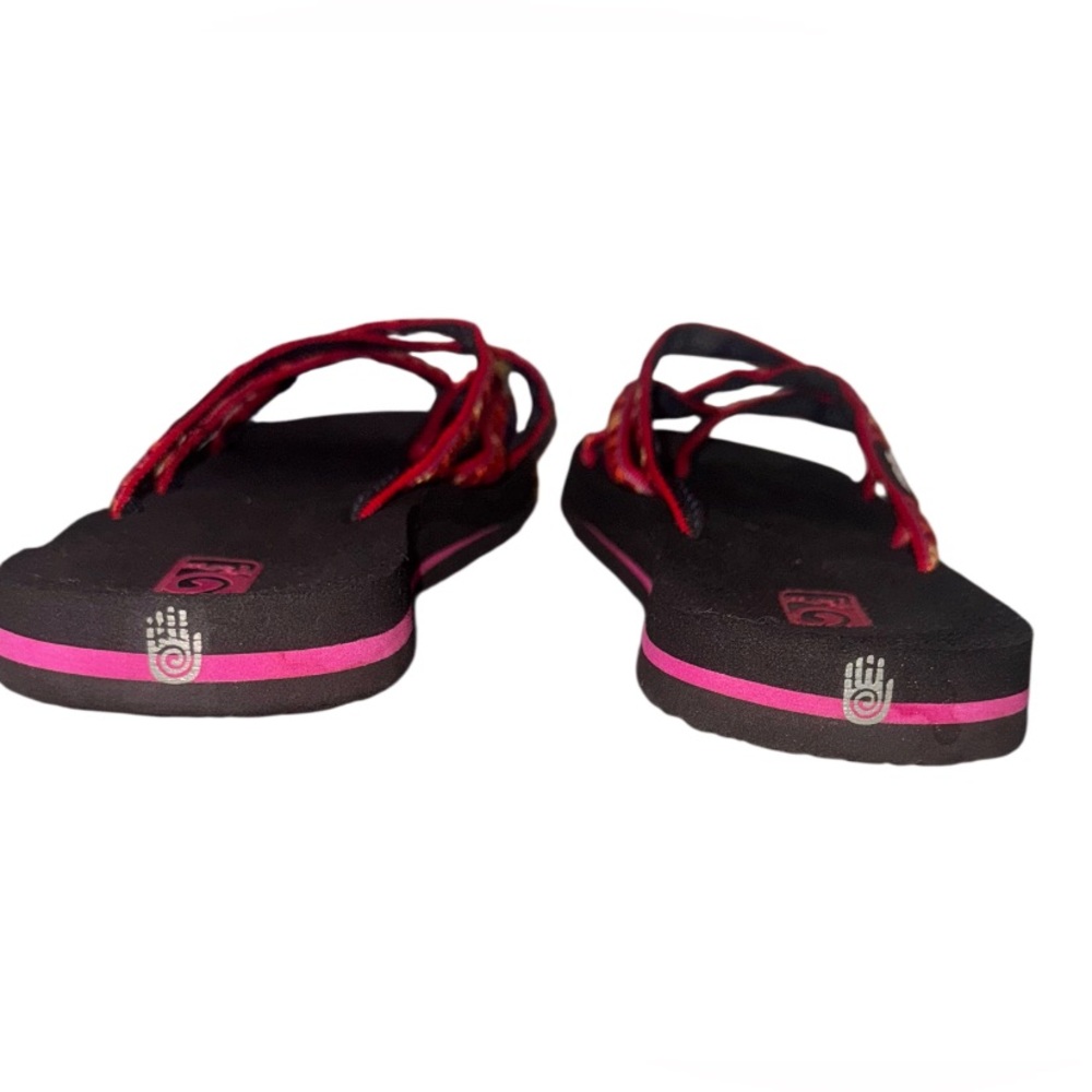 TEVA PINK RED ORANGE flip flops women’s sandals shoes size 10 - Picture 12 of 14